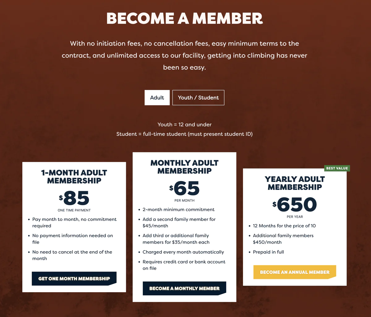 New membership page